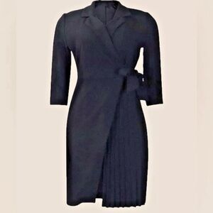 NEW!! Timeless Chic Black Pleated Wrap Dress –Size L